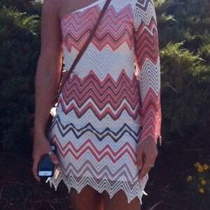 Chevron Print One Shoulder Dress